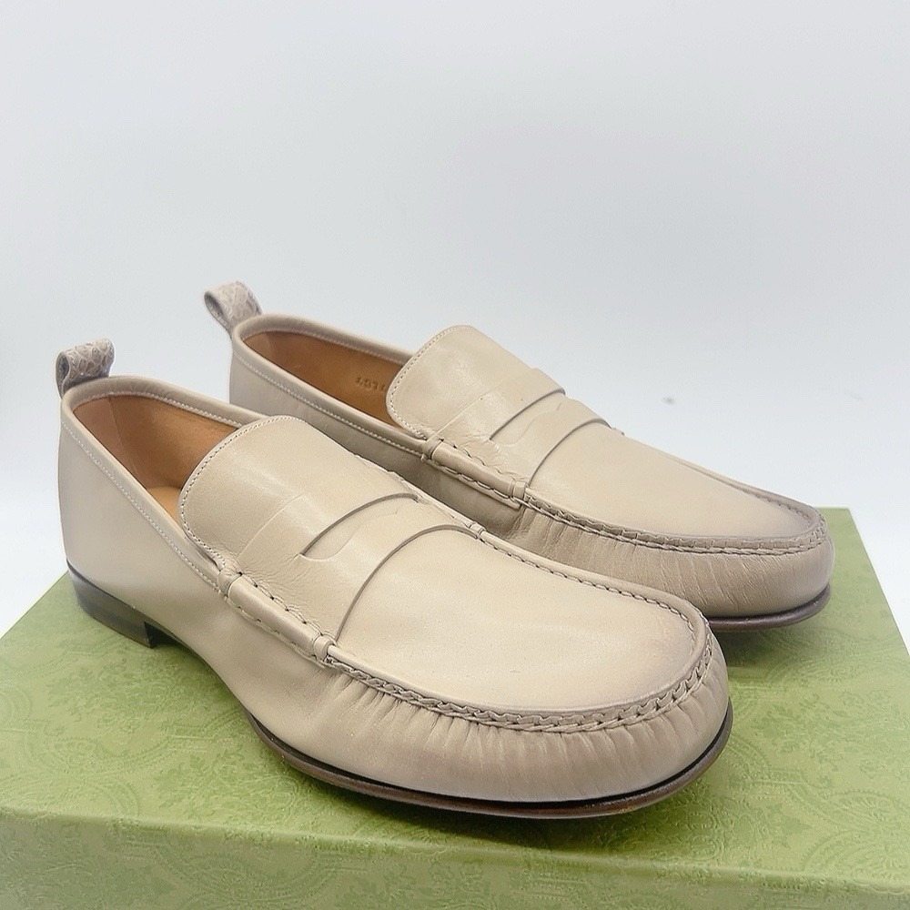 Gucci Women's Slip On Loafers Flats Tan Leather Size UK 6 US 9 - Picture 2 of 14